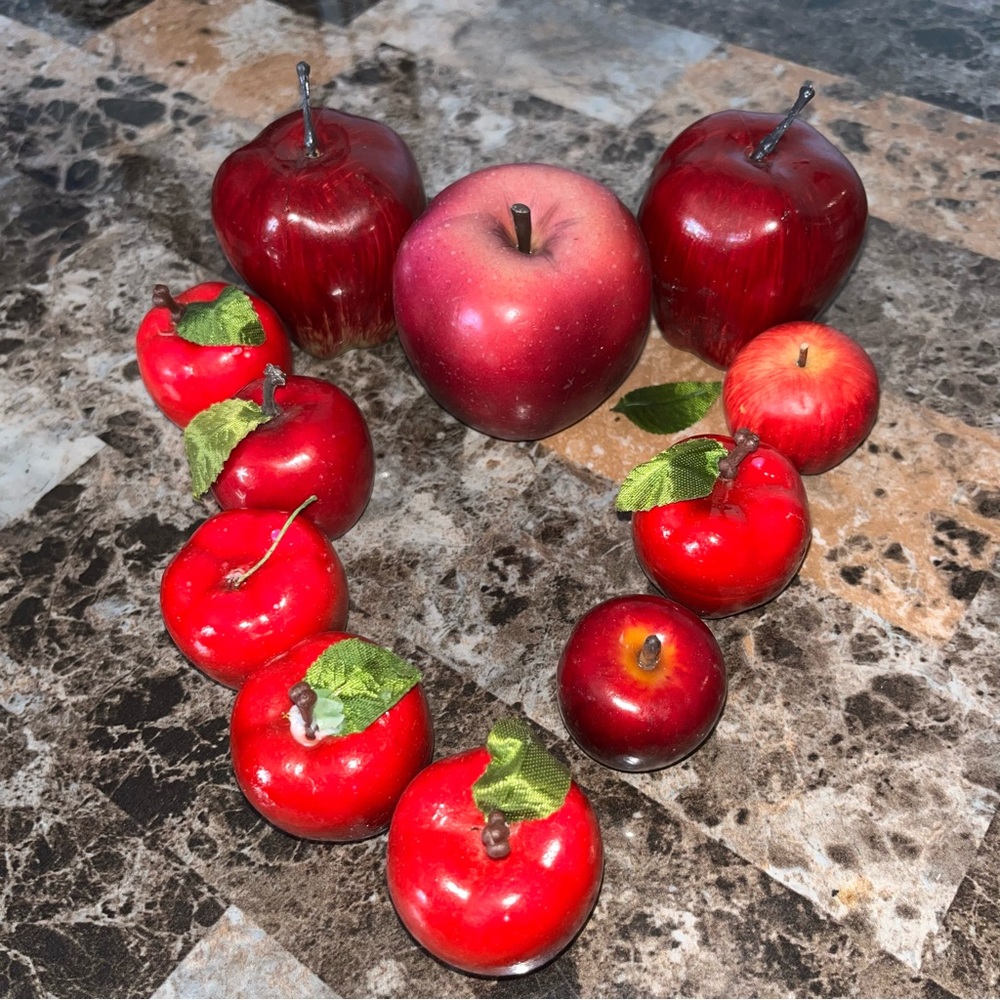Set Of 11 Vintage Artificial Apples Decorative Display Prop Realistic